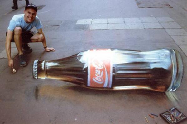 Sidewalk art - 3D cola bottle