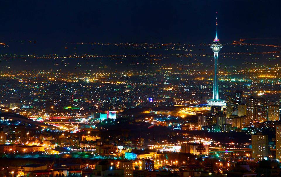 View of Tehran at night time